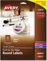 Avery Round Print-To-The Edge Labels, 2" Dia, Glossy Clear, 120/pk with Sure Feed and Easy Peel