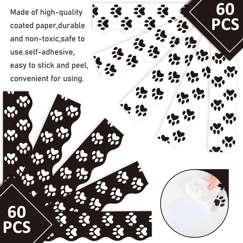 Whaline 69Ft Dog Paw Bulletin Board Border, White Black Pet Paw Decoration Borders for School Classroom Office