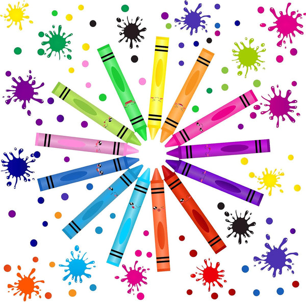 Outus 192 Pieces Crayon Wall Decals Splatter and Multicolor Paint Wall Sticker Crayon