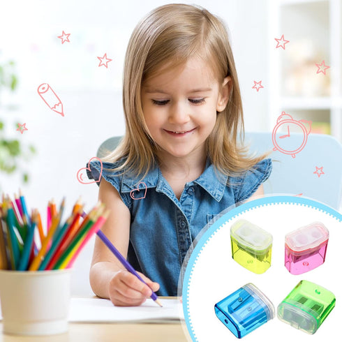 Teling 216 Pcs Dual Holes Manual Pencil Sharpeners, Colorful Handheld Pencil Sharpener with Lid for School, Home