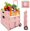 Inspired Living Medium Rolling Collapsible Storage Pack-N-Roll Utility Carts, Telescopic Handle, Raspberry Pink for