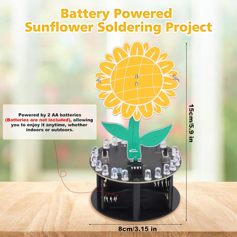 Sunflower Soldering Project, ICSTATION Light Chasing Sunflower Soldering Practice Kit with RGB LED Flashing Lights DIY