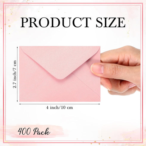 Outus 400 Pcs Bulk Gift Card Envelopes - Light Pink Mini Metallic Envelopes for Birthday and Wedding Invitations