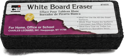 Charles Leonard Whiteboard Eraser, Felt/Foam, Gray and Black, Pack of 6 by Charles Leonard