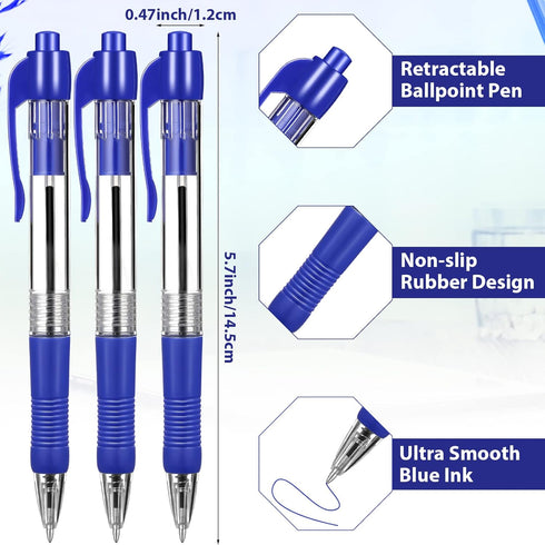 Fainne 200 Pack Retractable Ballpoint Pen, 1.0 mm Medium Point, Refillable Smooth Writing Pens for Office School