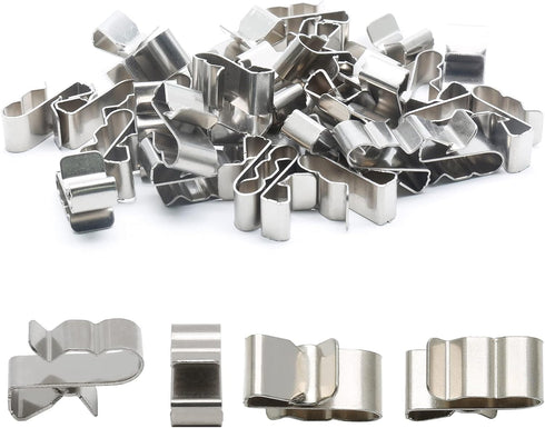 Qjaiune 100Pcs 23mm 304 Trailer Frame Wire Clips, Length Solar Panel Wire Clips, Stainless Steel Cable Clamps
