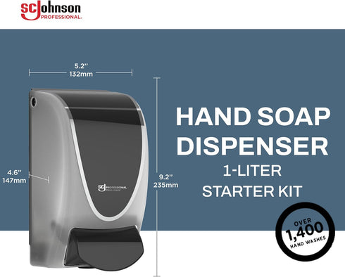 1 1 33.8 oz., SC Johnson Professional Clear FOAM Dispenser and Refill Starter Kit, Wall Mount Soap Dispenser for Hand