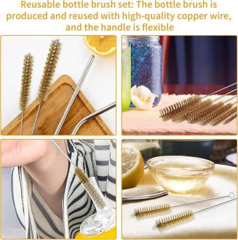 7pcs Brass Wire Tube Brushes, 11 Inch Long Wire Brushes for Cleaning Tubes, Bottles, Keyboards