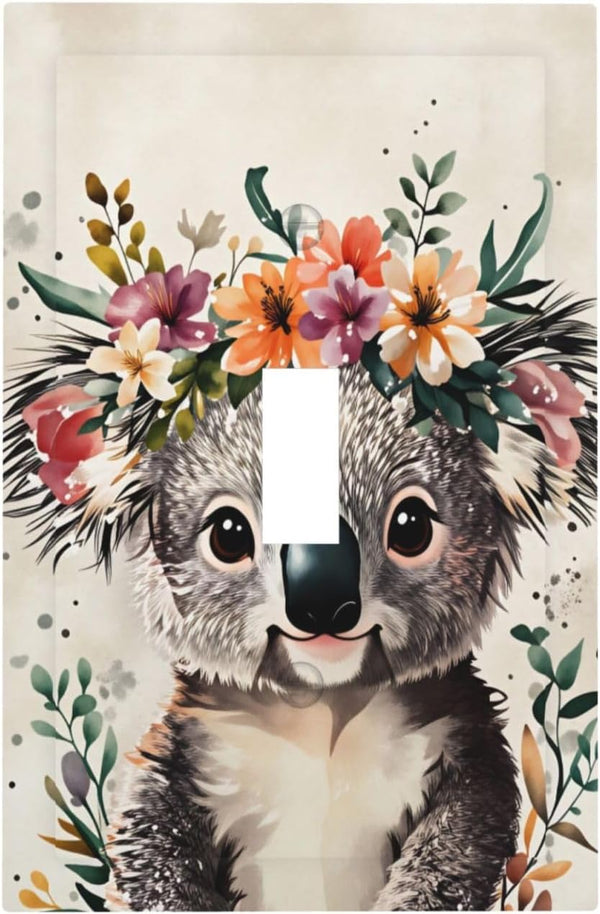 haigof Lovely Koala Portrait Light Switch Cover Wall Plate 1 Gang Single Plates