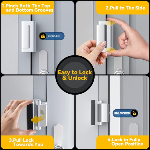 Rerishom 2 Pack Door Lock, Withstand 800 lbs for Inward Swinging Door, Reinforcement Lock with 8 Screws for Security