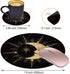 Round Mouse Pad with Coasters Set - Celestial Theme Sun with Crescent Moon Midnight Art Non-Slip Rubber Mousepad