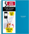 Five Star Spiral Notebook + Study App, 5 Subject, Wide Ruled, 8" x 10-1/2", 200 Sheets, Tidewater Blue