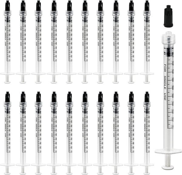 30 Pack 1mL Sterile Plastic Syringe Individual Wrap (No Needle), Luer Lock Syringes for Scientific Labs