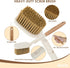 QuiVix 3 Pack Set 2-in-1 Hard Bristle Scrub Brush with Long Wooden Handle, Heavy-Duty Scrubbing Brushes with Scraper