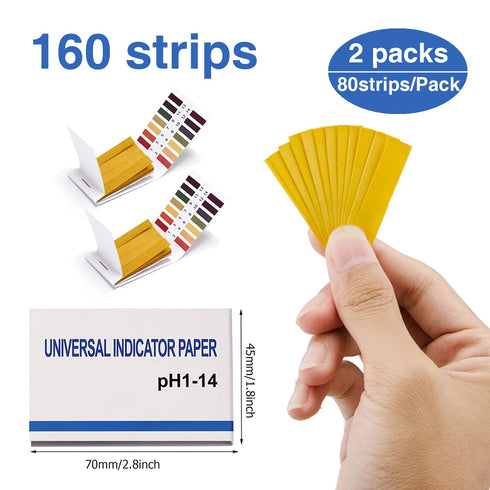 2 Pack 160 pH.1-14 Pack) pH Test Strips, Strips Universal pH Test Paper Litmus Test Paper Soap Making Testing Strips