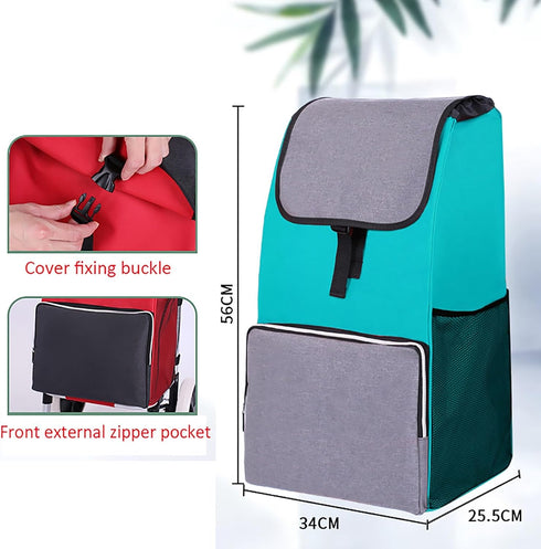 SH-gwtc 48L Shopping Cart Replacement Trolley, Waterproof Spare Storage Bag with Side and Front Pockets