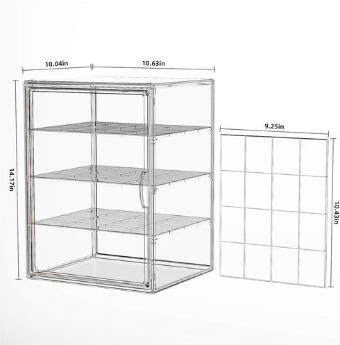 3 Countertop, 10.63''L 10" 14.17" JOYZAN Pastry Display Case, Tier Bread Box for Kitchen Acrylic Bread Container