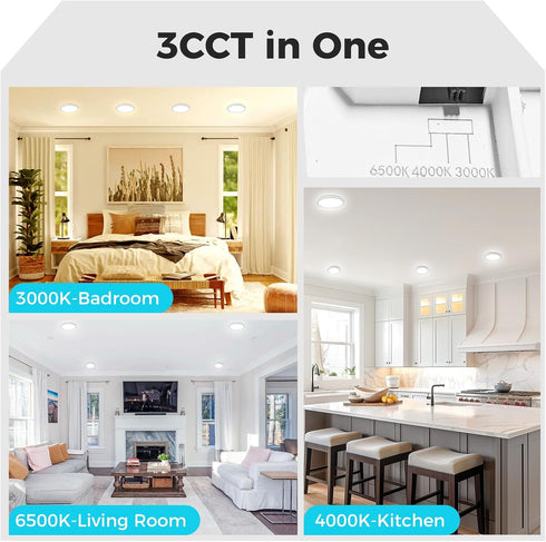4Pack 4.7 Inch 3000K 4000K 6500K 7W 700LM Closet libtit Small LED Ceiling Lights Flush Mount, Adjustable, White Round
