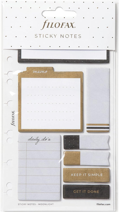 Filofax Accessory, Moonlight Collection, Repositionable Sticky Notes, Set of 8 Note Pads, 25 Sheets Each (B132826)