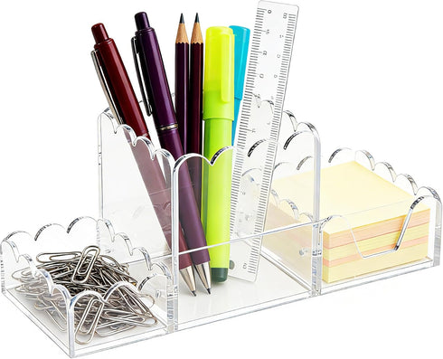YAGELI Clear Acrylic Desk Organizer Set of 3, Magnetic Modular Pen Holder