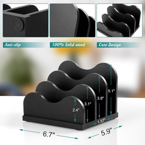 DRASTAR Mail Organizer Countertop, Letter Holder for Desk, 3 Slots Black Small File Holder for Home Office