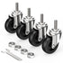 Caster Wheels 3 Inch with No Brake - 3/8" -16 x 1-1/2" Threaded Swivel Casters Set of 4 Heavy Duty