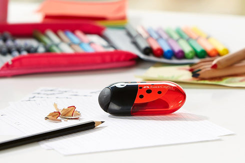 Faber Castell Dual Sharpener with Eraser, Ladybug Design