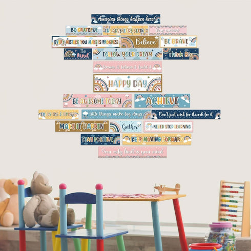 gisgfim 23Pcs Inspirational Bulletin Board Decorations, Laminated Quote Positive Affirmation Banners for Classroom