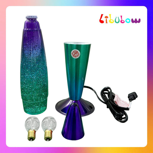 16 Inch 2 Bulbs, Green Blue Purple Rainbow Glitter Lamp, Night Light Rainbow Lamp, Relaxing Mood Lighting Night Light