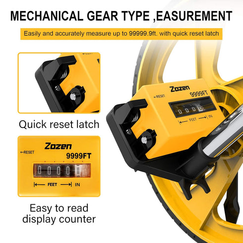 Zozen Distance Measuring Wheel, Collapsible Measure Wheel in Feet and Inches, Includes Backpack and Tape Measure