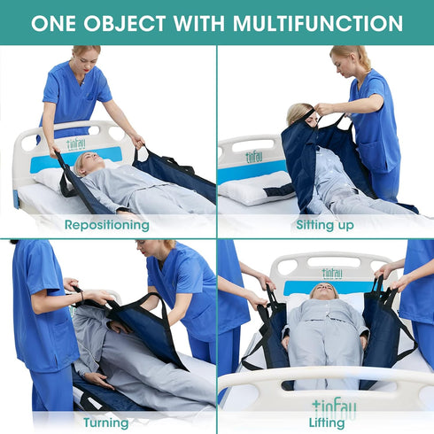 45" 36" Bed Positioning Pad with Reinforced Handles, X Multipurpose Waterproof Transfer Sheet for Turning, Lifting