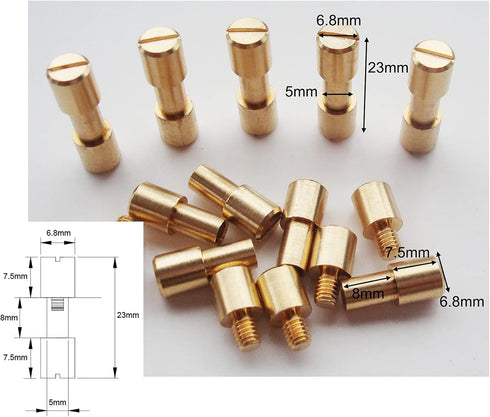 NC HAISDA Brass Corby Bolts Fasteners EDC KnifeMakers Pivot Pin Rivets DIY Knife Handle Studs Screws Pack of 10 6 8mm