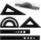 Styquenzer 5Pcs Metal Geometry Set, Math Drafting Ruler Kit Aluminum Triangle Rulers Metal