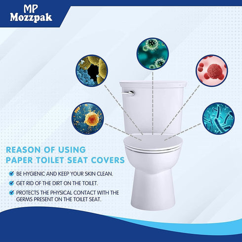 MP MOZZPAK (60 Pack) 100% Toilet Seat Covers Disposable - XL Flushable Disposable Toilet Seat Cover for Kids Potty