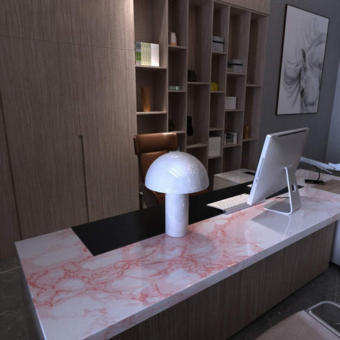Marble Paper Granite Pink/White Roll Peel and Stick Wallpaper for Kitchen Countertop, Cabinet, Shelf, Waterproof