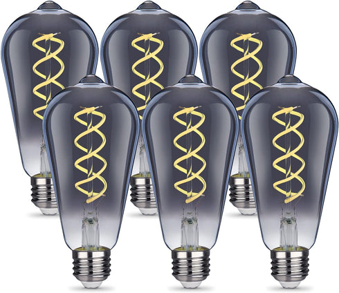 ST58 (ST19) LED Edison Bulbs, 45 Watt Equivalent, Dimmable Antique LED Filament Bulbs, 5000K Daylight White, 6 Pack