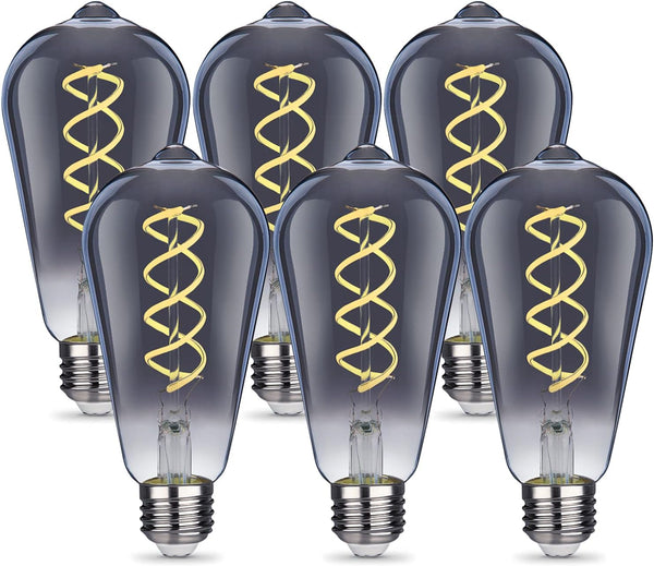 ST58 (ST19) LED Edison Bulbs, 45 Watt Equivalent, Dimmable Antique LED Filament Bulbs, 5000K Daylight White, 6 Pack