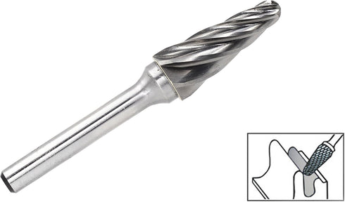 Carbide Burr SL-4NF Aluminum Cut Carbide Cutter Burrs File (1/2 Inch Head Dia X 1-1/8 Inch Cutter Length) 1/4" Shank