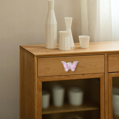 4 pcs Pink Butterfly Handle, Creative Cabinet Drawer Knob for Wardrobe and Dresser