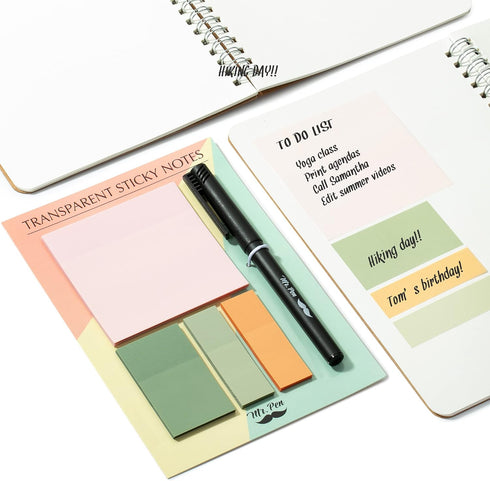 Mr. Pen Pastel Transparent Sticky Notes, 200 Pcs, Bible Sticky Notes, Planner Tabs, Repositionable Book Sticky Notes