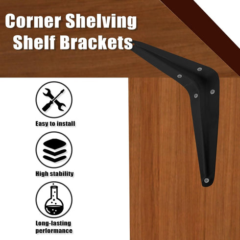 verkelly 10 5 6 Inch Pcs Shelf Brackets, x Black Heavy Duty Metal Wall Corner Angle Shelving for Wall Hanging Shelves