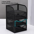 HEEPDD 3 Tier Mesh Office Desktop Organizer with 3 Drawer, Mini Desk Supplies Organizer, Metal Stationary Black Desk