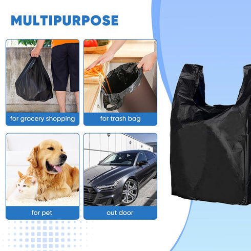 LimonLaviu 100 Pack, 11.5'x 6.5" 21', 22 Black Plastic Grocery Bags, x Pound Capacity, Heavy Duty, Unscented