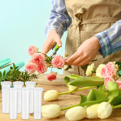 100 Pack 60 ML 4.3 Inch DAJAVE Floral Water Tubes Plastic Water Tubes for Flowers, Clear Flower Vials with Caps