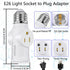 Light Socket to Plug Adapter, 2/3 Prong Converter for Garage Porch, 2 Pack (White)
