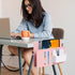 LUKETURE Desk Side Storage, Under Desk Storage, Steel Desk Hanging Organizer with Pen Holder, Laptop Holder, No Drill