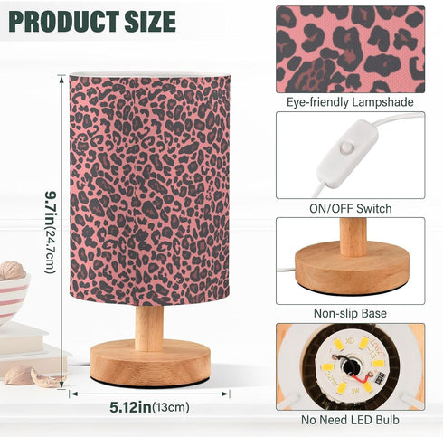 Amooorous Leopard Skin Print Black Peach Bedroom Table Lamp Baby Night Light for Farm Lamp for Study Desk Decor de