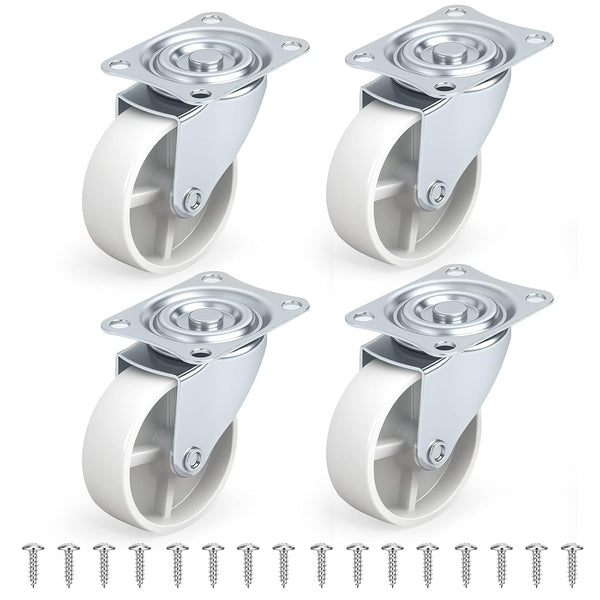 Huvanta 3-Inch PU Swivel Casters Set of 4, Heavy Duty Plate Wheels with