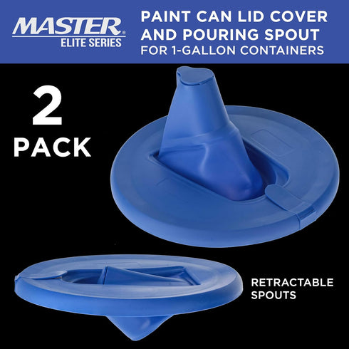 Master Elite Paint Can Lid Cover and Pouring Spout for 1-Gallon Containers, 2 Pack - Secure Seal to Prevent Messes