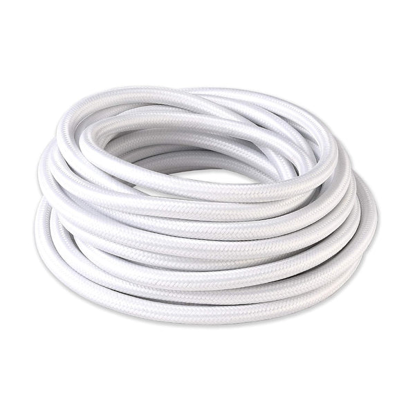 BRIGHTTIA White Color Cloth Covered Electrical Wire - 16Ft Textile Cable for